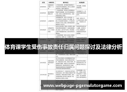 体育课学生受伤事故责任归属问题探讨及法律分析