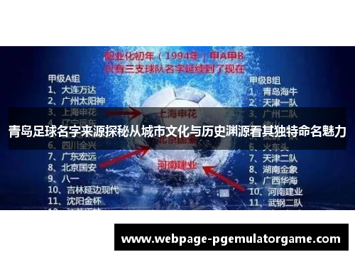青岛足球名字来源探秘从城市文化与历史渊源看其独特命名魅力