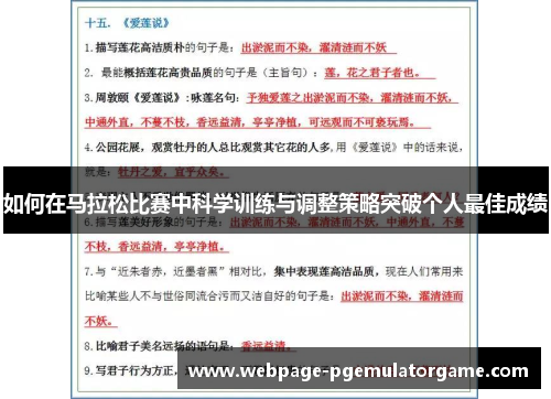 如何在马拉松比赛中科学训练与调整策略突破个人最佳成绩